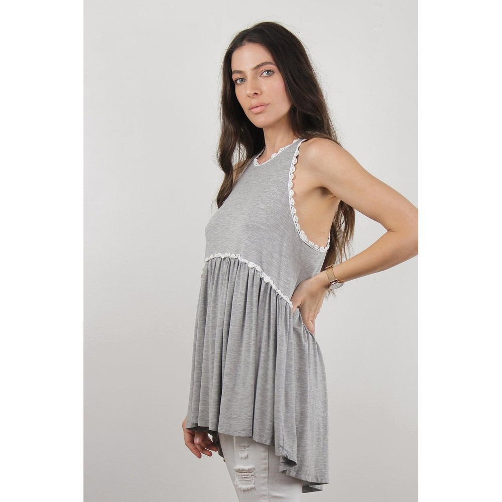 POL Sweet and Simple Babydoll Tank Tunic Top Small